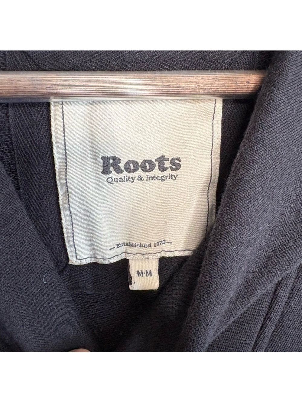Roots Black Hoodie Dress Button Neck Medium - Picture 9 of 11